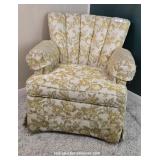 Vintage Yellow & Tan Tufted Back Bedroom Chair