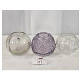 Three Cut Glass Bowl Vases - Votive Holders