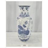 Blue & White Bird Themed Glazed Pottery Vase