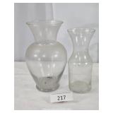 Two Clear Glass Standard Vases