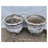 Two Large Well Used Fiberglass Planter Pots