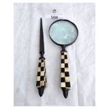 Chess Board  Letter Opener & Magnifying Glass Set