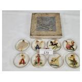 1950s Eti-Ket 8 Glass Coaster Set - Boxed