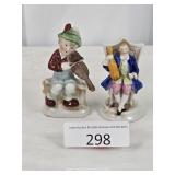 Two Occupied Japan Glazed Ceramic Bisque Figures