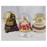 Three Snow Globes/Music Boxes - One Has No Liquid