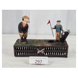 Reproduction Painted Cast Iron Golfer Bank