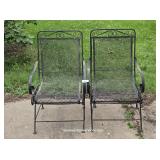 Two Expanded Metal Outdoor Spring Rocking Chairs