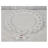 Milk Glass Heart Shape Trimmed Bowl