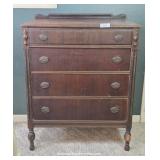 Four-Drawer Antique Wood Highboy Chest of Drawers