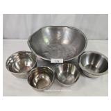 Mixed Lot Well Used Stainless Mixing Bowls