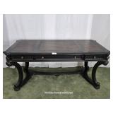 Three Drawer Desk w/ Faux Leather Inlay Top