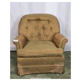 Gold & Jade Green Brocade Fabric Swivel Rocker