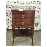 Small Two-Drawer Side Table w/ Glass Top