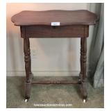 Small One-Drawer Wood Side Table on Wheels