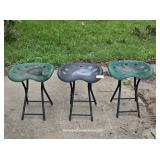 Three Plastic & Metal Tractor Seat Stools
