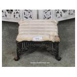 Modern Cast Iron Base Upholstered Footstool