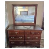 Six-Drawer Dresser w/ Mirror & Glass Top