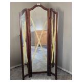 Wood Framed Trifold Mirror