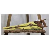 N. Rattey - Farm Scene Painted Saw - Original Oil
