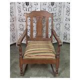 Upholstered Vintage Wood Rocking Chair