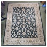 Kashan Green-Tan-Gold Poly Rug