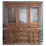 Two Piece Wood & Glass China Cabinet
