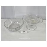 Clear Glass Decorative Bowl & Cake-Pie Platter