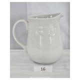 Gibson Fruit Themed Glazed White Pottery Pitcher