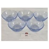Five Pale Blue Flower Petal Bowls
