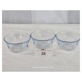 Three Small Colorex Brazil Blue Bowls