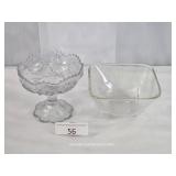 Two Clear Glass Display Dishes