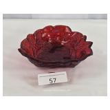 Leaves & Berries Ruby Glass Display Dish