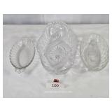 Three Cut Glass Relish - Condiment Serving Dishes