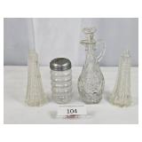 Mixed Lot Salt-Pepper & Oil Glass Serving Pieces