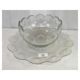 Extra Large Glass Medallion Punch Bowl & Platter