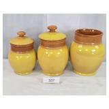 Set of Three Ceramic Kitchen Canisters