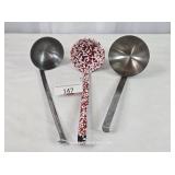 Three Kitchen Ladles - One Enameled