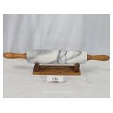 Marble & Woor Rolling Pin w/ Wood Stand