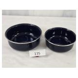 Two Dark Blue Enameled Pans