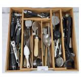 Bamboo Drawer Divider Filled With Kitchen Gadgets