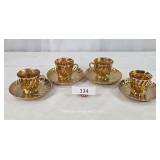 Four S Germany Gold Tea Cup & Saucer Sets