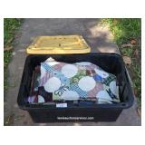 Tote Filled With Quilt Tops & Small Picture Frames