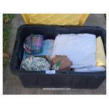 Tote Filled With Fabric & Small Quilt Top
