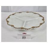 Gold Trimp Milk Glass Relish Platter