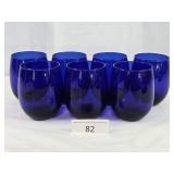 Seven Blue Glass Juice Glasses