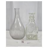 Two Small Beverage Decanters - No Stopper