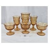 Mixed Sizes Matching Vintage Amber Glasses