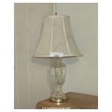 Cut Glass Lamp w/ Stained Shade - Tested-Works