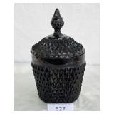 Indiana Glass Tiara Cameo Black Glass Bowl & Top