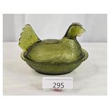 Green Glass Nesting Hen